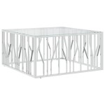 vidaXL Măsuță de cafea, 100x100x50 cm, oțel inoxidabil și sticlă vidaXL Măsuță de cafea, 100x100x50 cm, oțel inoxidabil și sticlă