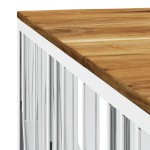 vidaXL Măsuță de cafea, argintiu, oțel inoxidabil și lemn masiv acacia vidaXL Măsuță de cafea, argintiu, oțel inoxidabil și lemn masiv acacia