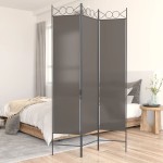 vidaXL Paravan de cameră cu 3 panouri, antracit, 120x200 cm, textil vidaXL Paravan de cameră cu 3 panouri, antracit, 120x200 cm, textil
