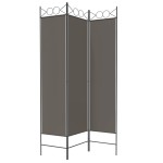 vidaXL Paravan de cameră cu 3 panouri, antracit, 120x200 cm, textil vidaXL Paravan de cameră cu 3 panouri, antracit, 120x200 cm, textil