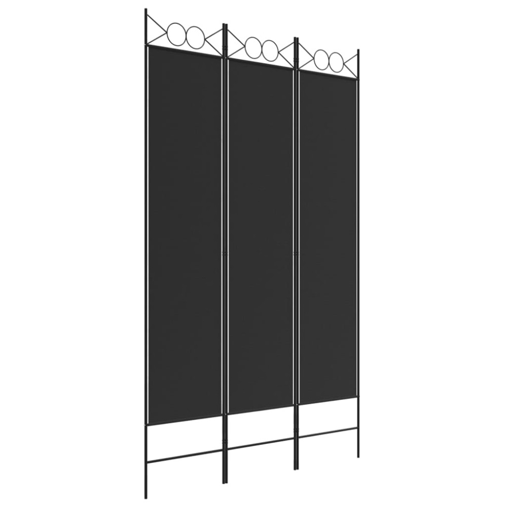 vidaXL Paravan de cameră cu 3 panouri, negru, 120x200 cm, textil