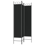 vidaXL Paravan de cameră cu 3 panouri, negru, 120x200 cm, textil vidaXL Paravan de cameră cu 3 panouri, negru, 120x200 cm, textil
