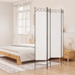 vidaXL Paravan de cameră cu 4 panouri, alb, 160x200 cm, textil vidaXL Paravan de cameră cu 4 panouri, alb, 160x200 cm, textil