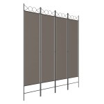 vidaXL Paravan de cameră cu 4 panouri, antracit, 160x200 cm, textil vidaXL Paravan de cameră cu 4 panouri, antracit, 160x200 cm, textil
