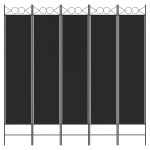 vidaXL Paravan de cameră cu 5 panouri, negru, 200x200 cm, textil vidaXL Paravan de cameră cu 5 panouri, negru, 200x200 cm, textil
