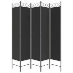 vidaXL Paravan de cameră cu 5 panouri, negru, 200x200 cm, textil vidaXL Paravan de cameră cu 5 panouri, negru, 200x200 cm, textil