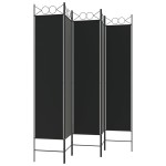 vidaXL Paravan de cameră cu 5 panouri, negru, 200x200 cm, textil vidaXL Paravan de cameră cu 5 panouri, negru, 200x200 cm, textil