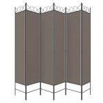 vidaXL Paravan de cameră cu 6 panouri, antracit, 240x200 cm, textil vidaXL Paravan de cameră cu 6 panouri, antracit, 240x200 cm, textil