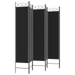 vidaXL Paravan de cameră cu 6 panouri, negru, 240x200 cm, textil