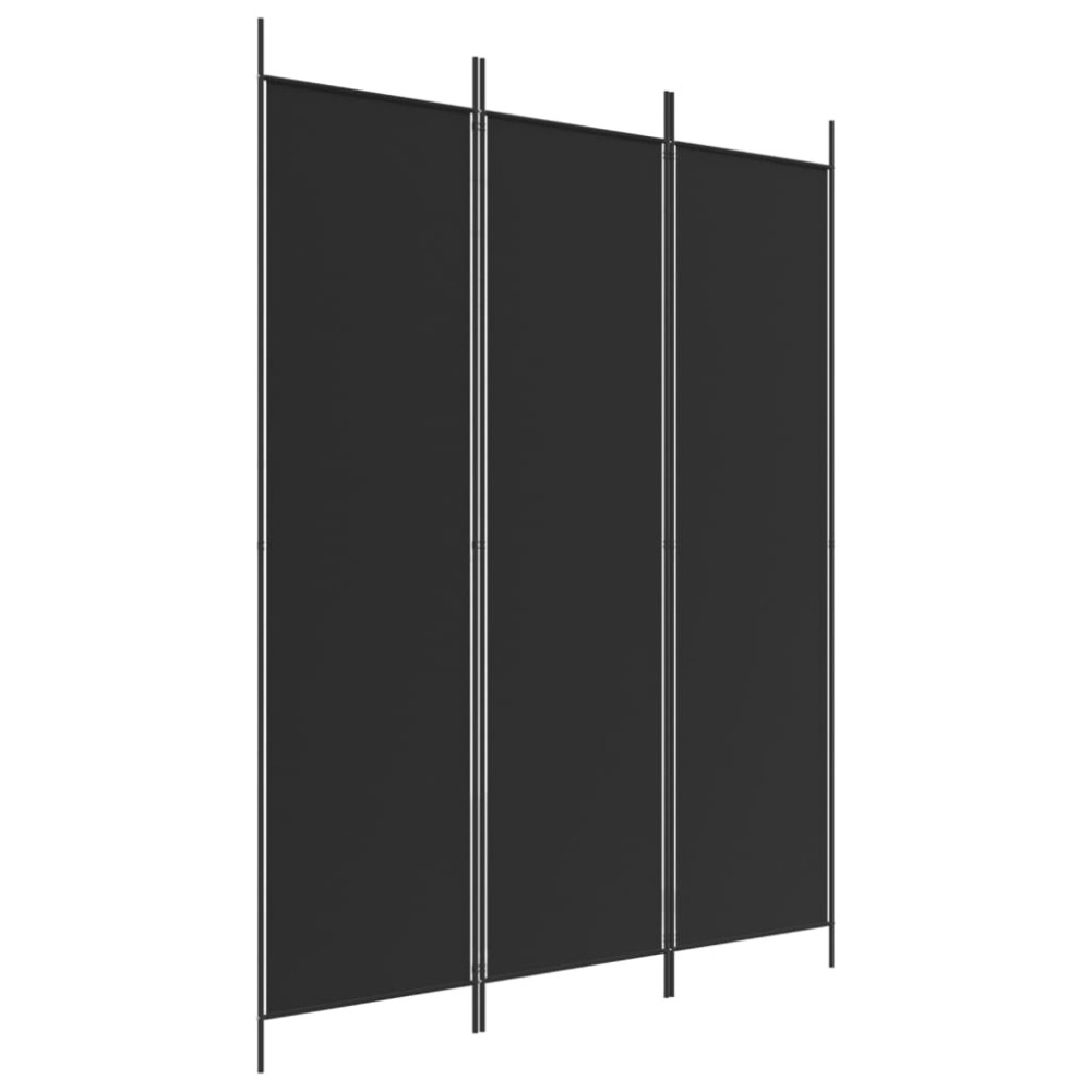 vidaXL Paravan de cameră cu 3 panouri, negru, 150x200 cm, textil