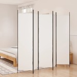 vidaXL Paravan de cameră cu 5 panouri, alb, 250x200 cm, textil vidaXL Paravan de cameră cu 5 panouri, alb, 250x200 cm, textil