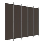 vidaXL Paravan de cameră cu 5 panouri maro 250x200 cm material textil