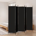 vidaXL Paravan de cameră cu 5 panouri, negru, 250x200 cm, textil vidaXL Paravan de cameră cu 5 panouri, negru, 250x200 cm, textil