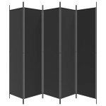 vidaXL Paravan de cameră cu 5 panouri, negru, 250x200 cm, textil vidaXL Paravan de cameră cu 5 panouri, negru, 250x200 cm, textil