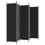 vidaXL Paravan de cameră cu 5 panouri, negru, 250x200 cm, textil vidaXL Paravan de cameră cu 5 panouri, negru, 250x200 cm, textil