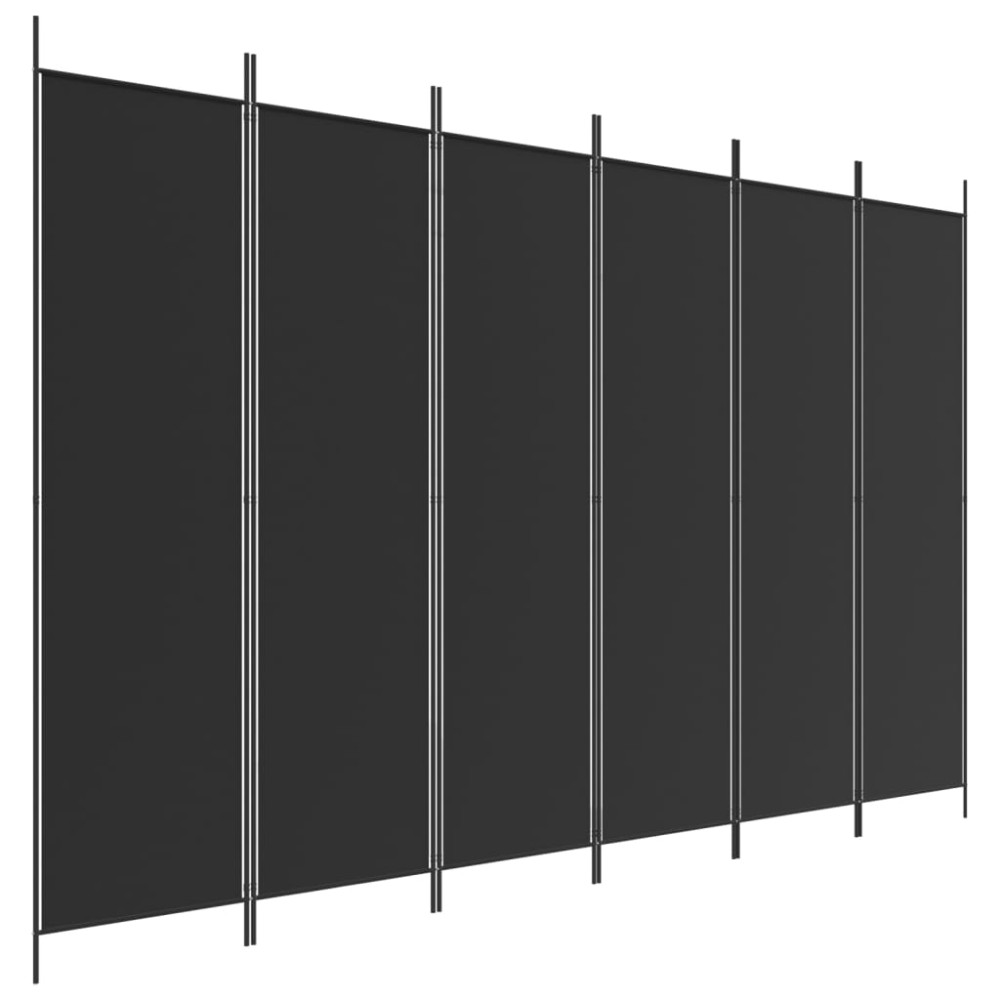 vidaXL Paravan de cameră cu 6 panouri, negru, 300x200 cm, textil