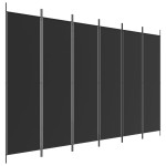 vidaXL Paravan de cameră cu 6 panouri, negru, 300x200 cm, textil vidaXL Paravan de cameră cu 6 panouri, negru, 300x200 cm, textil