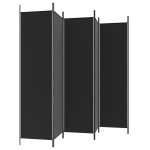 vidaXL Paravan de cameră cu 6 panouri, negru, 300x200 cm, textil vidaXL Paravan de cameră cu 6 panouri, negru, 300x200 cm, textil