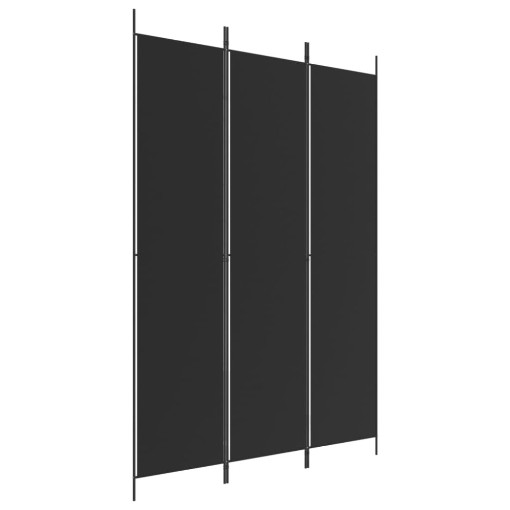 vidaXL Paravan de cameră cu 3 panouri, negru, 150x220 cm, textil
