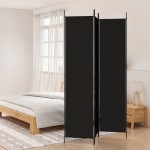 vidaXL Paravan de cameră cu 3 panouri, negru, 150x220 cm, textil vidaXL Paravan de cameră cu 3 panouri, negru, 150x220 cm, textil