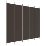vidaXL Paravan de cameră cu 5 panouri maro 250x220 cm material textil vidaXL Paravan de cameră cu 5 panouri maro 250x220 cm material textil