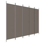vidaXL Paravan de cameră cu 5 panouri, antracit, 250 x 220 cm, textil