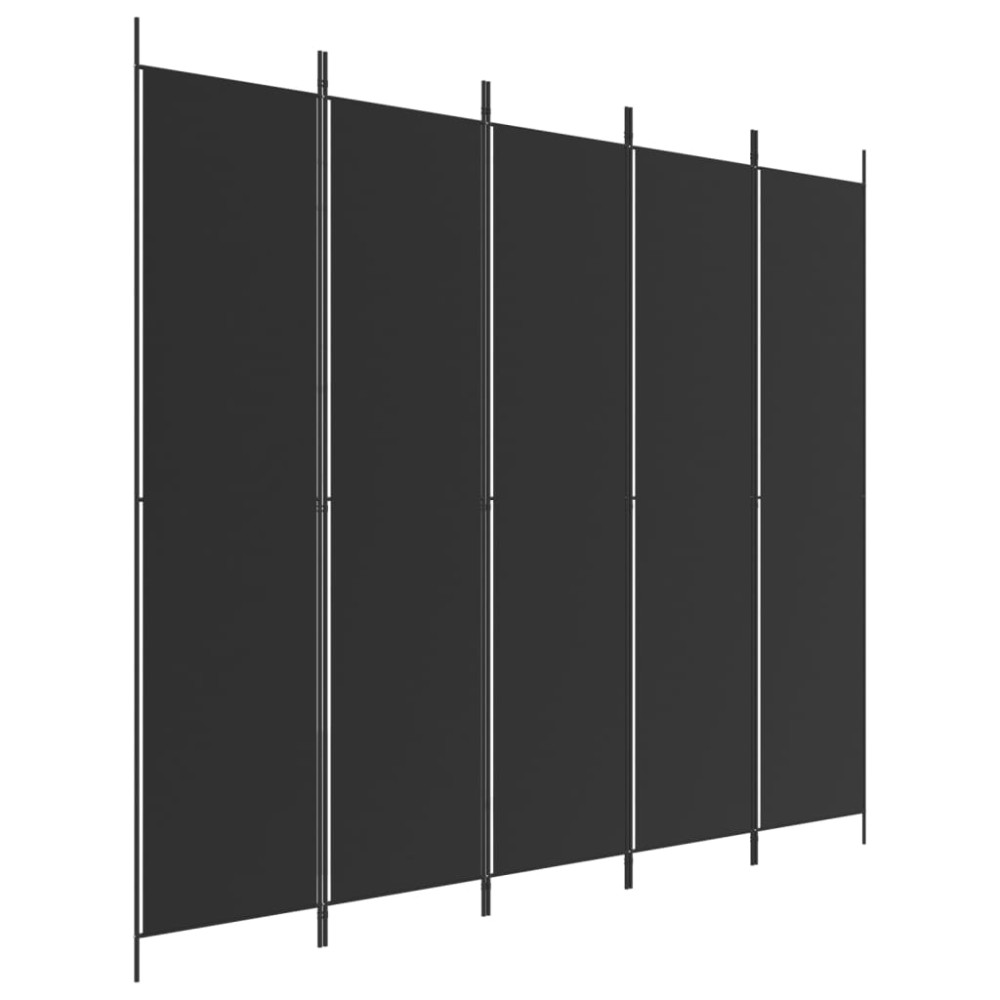 vidaXL Paravan de cameră cu 5 panouri, negru, 250x220 cm, textil