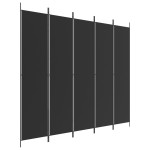 vidaXL Paravan de cameră cu 5 panouri, negru, 250x220 cm, textil vidaXL Paravan de cameră cu 5 panouri, negru, 250x220 cm, textil