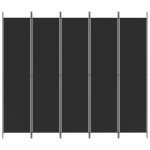 vidaXL Paravan de cameră cu 5 panouri, negru, 250x220 cm, textil vidaXL Paravan de cameră cu 5 panouri, negru, 250x220 cm, textil