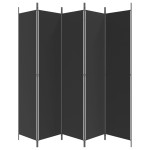 vidaXL Paravan de cameră cu 5 panouri, negru, 250x220 cm, textil vidaXL Paravan de cameră cu 5 panouri, negru, 250x220 cm, textil
