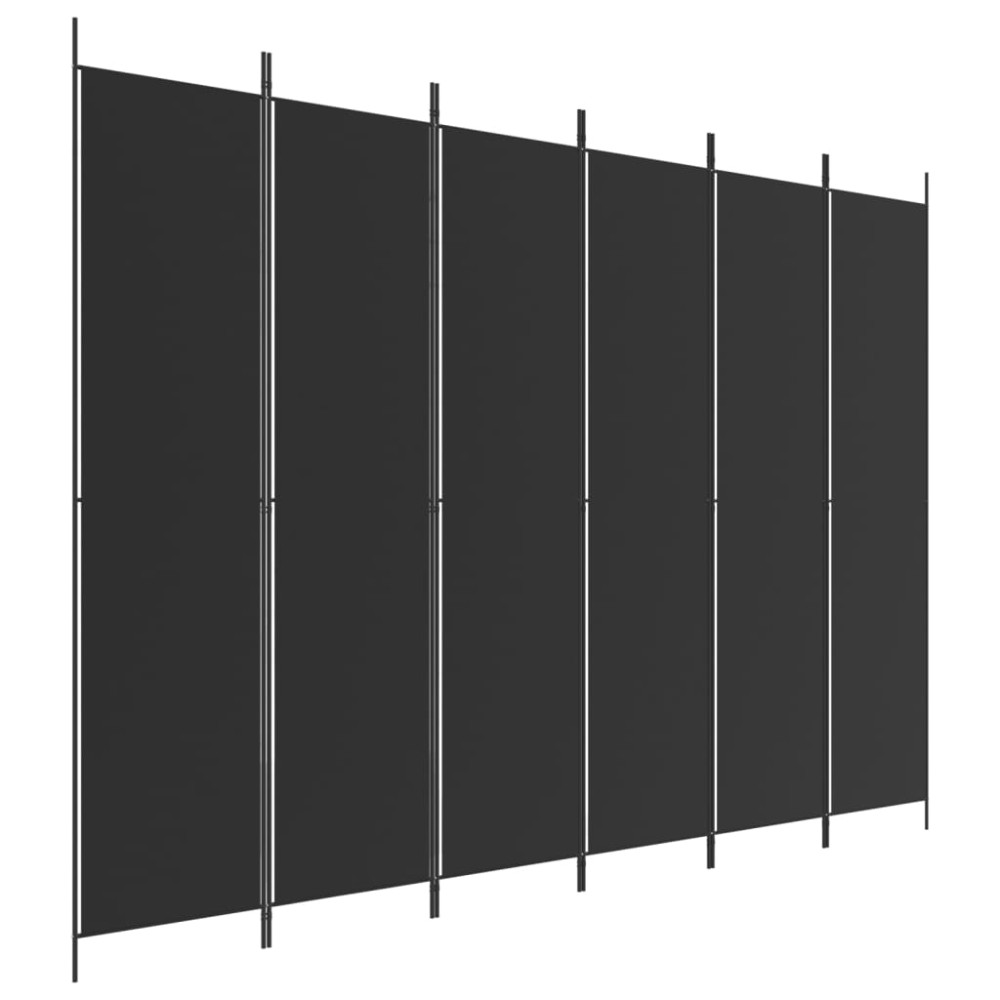 vidaXL Paravan de cameră cu 6 panouri, negru, 300x220 cm, textil