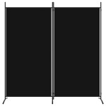 vidaXL Paravan de cameră cu 2 panouri, negru, 175x180 cm, textil vidaXL Paravan de cameră cu 2 panouri, negru, 175x180 cm, textil