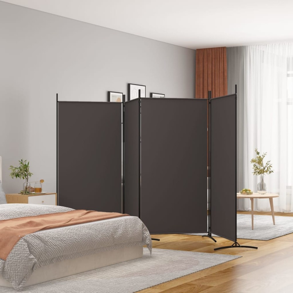 vidaXL Paravan de cameră cu 4 panouri, maro, 346x180 cm, textil