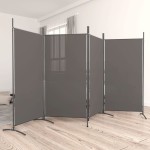 vidaXL Paravan de cameră cu 4 panouri, antracit, 346x180 cm, textil vidaXL Paravan de cameră cu 4 panouri, antracit, 346x180 cm, textil