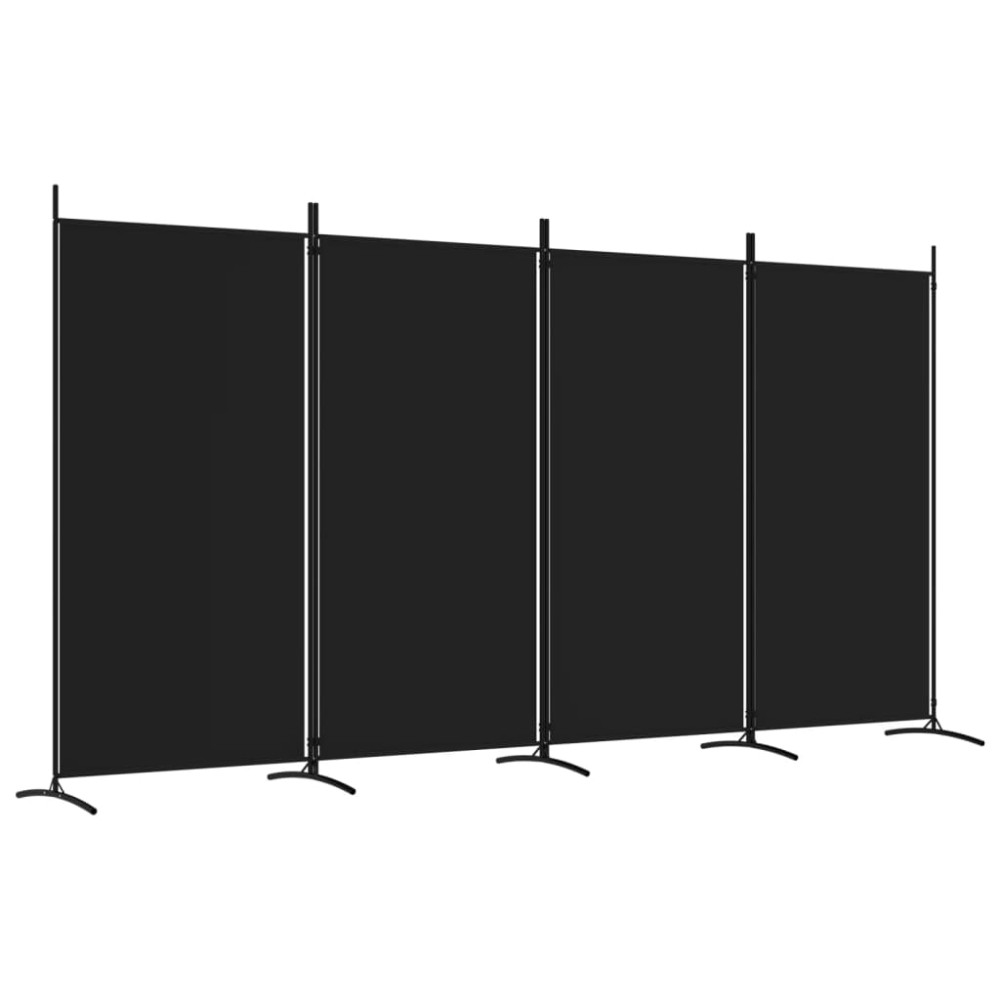 vidaXL Paravan de cameră cu 4 panouri, negru, 346x180 cm, textil