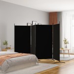 vidaXL Paravan de cameră cu 4 panouri, negru, 346x180 cm, textil vidaXL Paravan de cameră cu 4 panouri, negru, 346x180 cm, textil