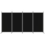 vidaXL Paravan de cameră cu 4 panouri, negru, 346x180 cm, textil vidaXL Paravan de cameră cu 4 panouri, negru, 346x180 cm, textil