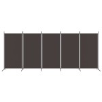 vidaXL Paravan de cameră cu 5 panouri, maro, 433x180 cm, textil vidaXL Paravan de cameră cu 5 panouri, maro, 433x180 cm, textil