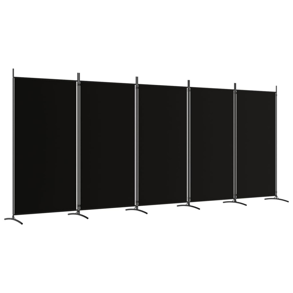 vidaXL Paravan de cameră cu 5 panouri, negru, 433x180 cm, textil