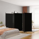 vidaXL Paravan de cameră cu 5 panouri, negru, 433x180 cm, textil vidaXL Paravan de cameră cu 5 panouri, negru, 433x180 cm, textil