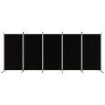 vidaXL Paravan de cameră cu 5 panouri, negru, 433x180 cm, textil vidaXL Paravan de cameră cu 5 panouri, negru, 433x180 cm, textil