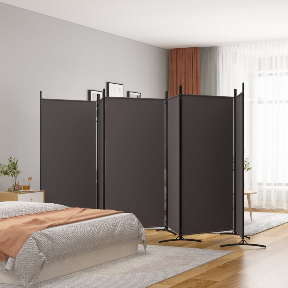 vidaXL Paravan de cameră cu 6 panouri, maro, 520x180 cm, textil