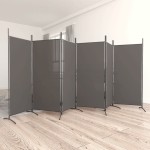 vidaXL Paravan de cameră cu 6 panouri, antracit, 520x180 cm, textil vidaXL Paravan de cameră cu 6 panouri, antracit, 520x180 cm, textil