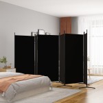 vidaXL Paravan de cameră cu 6 panouri, negru, 520x180 cm, textil vidaXL Paravan de cameră cu 6 panouri, negru, 520x180 cm, textil