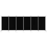 vidaXL Paravan de cameră cu 6 panouri, negru, 520x180 cm, textil vidaXL Paravan de cameră cu 6 panouri, negru, 520x180 cm, textil