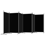 vidaXL Paravan de cameră cu 6 panouri, negru, 520x180 cm, textil vidaXL Paravan de cameră cu 6 panouri, negru, 520x180 cm, textil