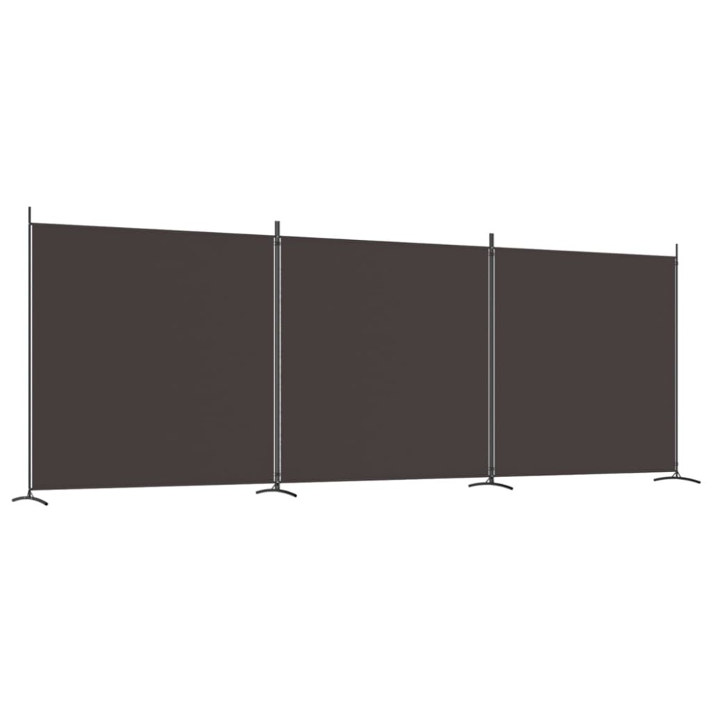 vidaXL Paravan de cameră cu 3 panouri, maro, 525x180 cm, textil