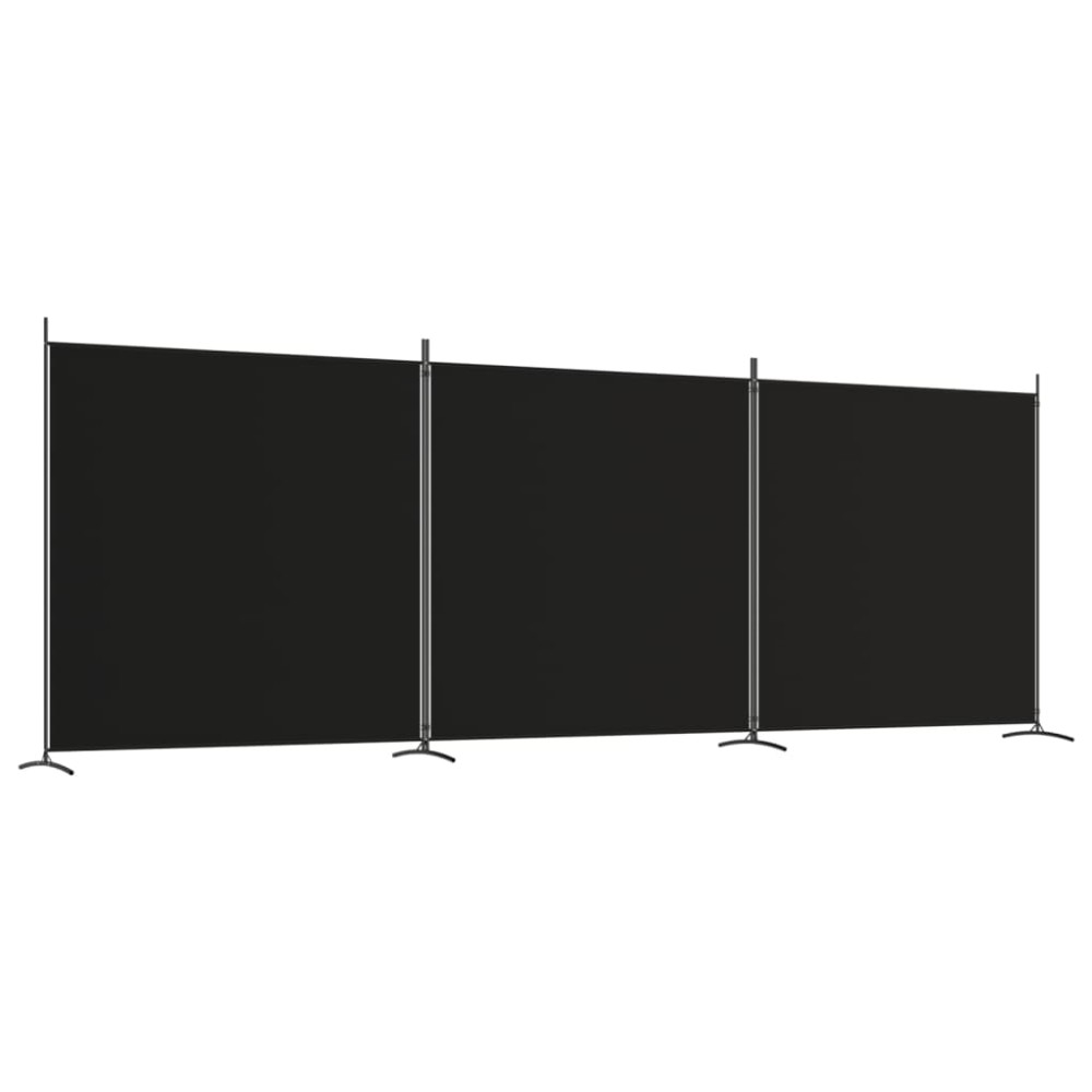 vidaXL Paravan de cameră cu 3 panouri, negru, 525x180 cm, textil