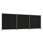 vidaXL Paravan de cameră cu 3 panouri, negru, 525x180 cm, textil vidaXL Paravan de cameră cu 3 panouri, negru, 525x180 cm, textil