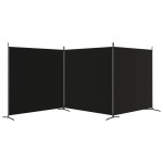 vidaXL Paravan de cameră cu 3 panouri, negru, 525x180 cm, textil vidaXL Paravan de cameră cu 3 panouri, negru, 525x180 cm, textil